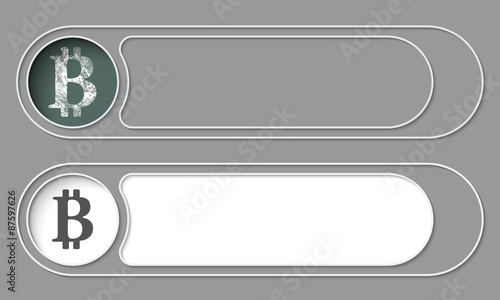 Set of two simple buttons and bit coin symbol