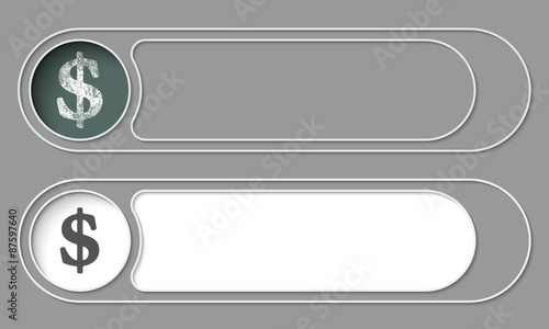 Set of two simple buttons and dollar symbol