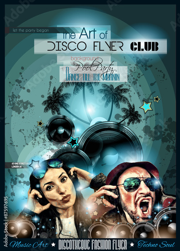 Club Disco Flyer Set with DJs and Colorful backgrounds