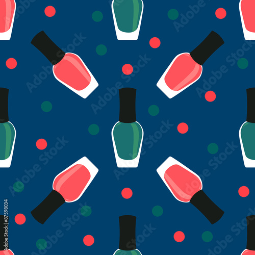 Nail lacquer or nail polish seamless pattern. Red and green nail lacquer or nail polish seamless pattern