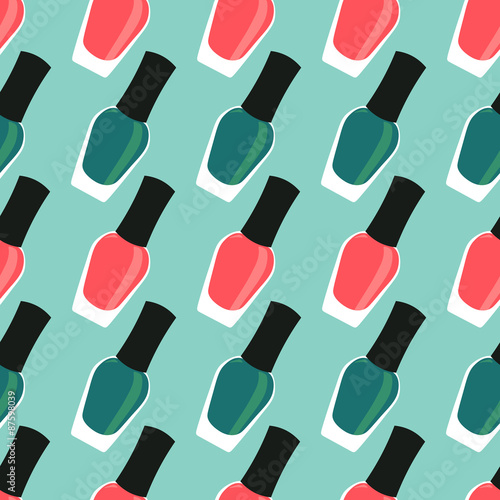 Nail lacquer or nail polish seamless pattern. Red and green nail lacquer or nail polish seamless pattern