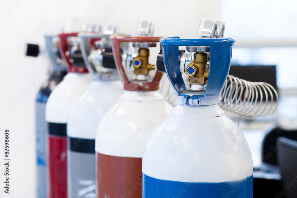 Gas Cylinder and pressure gauge in Laboratory