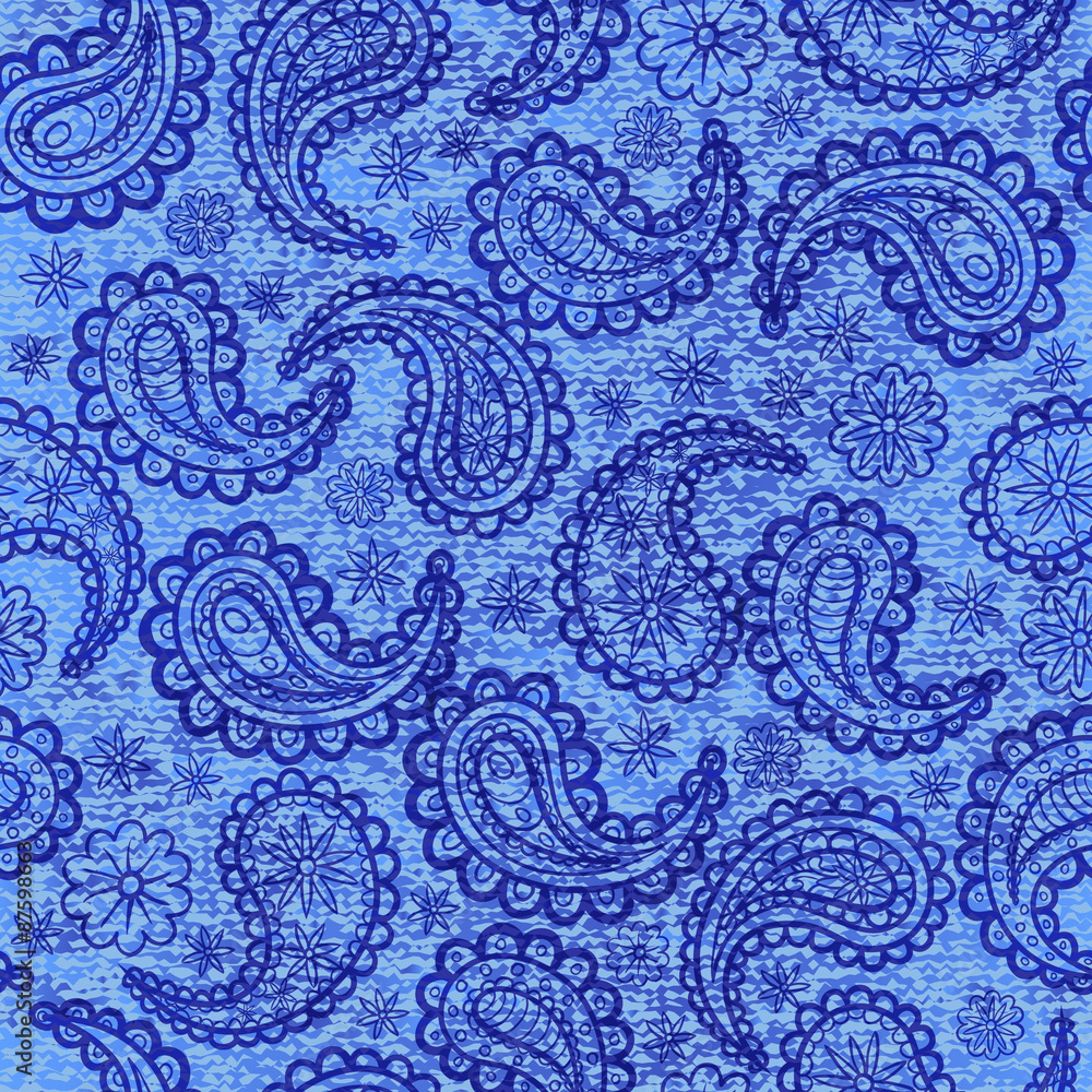 Blue endless background in oriental style ornament. Blue endless background in oriental style ornament.