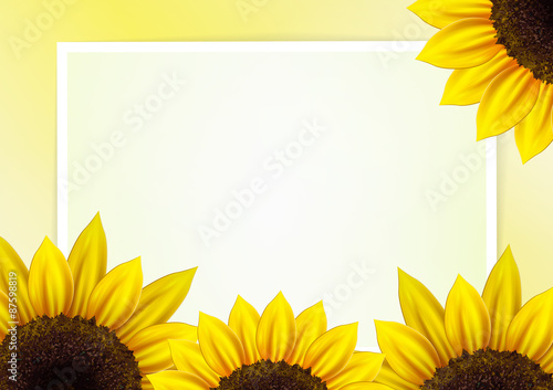 Fototapeta Naklejka Na Ścianę i Meble -  Sunflower vector background for image and text