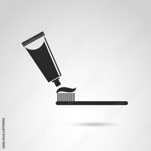 Toothpaste and brush. Vector art.