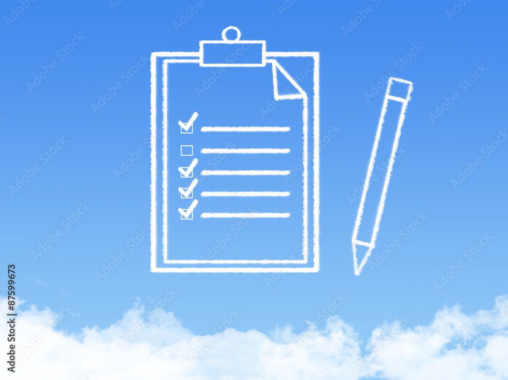 Notepad paper document cloud shape Notepad paper document cloud shape