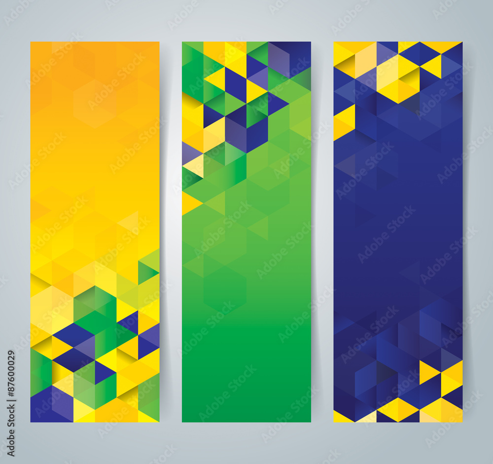 Collection banner design, Brazil flag color background. Stock Vector |  Adobe Stock
