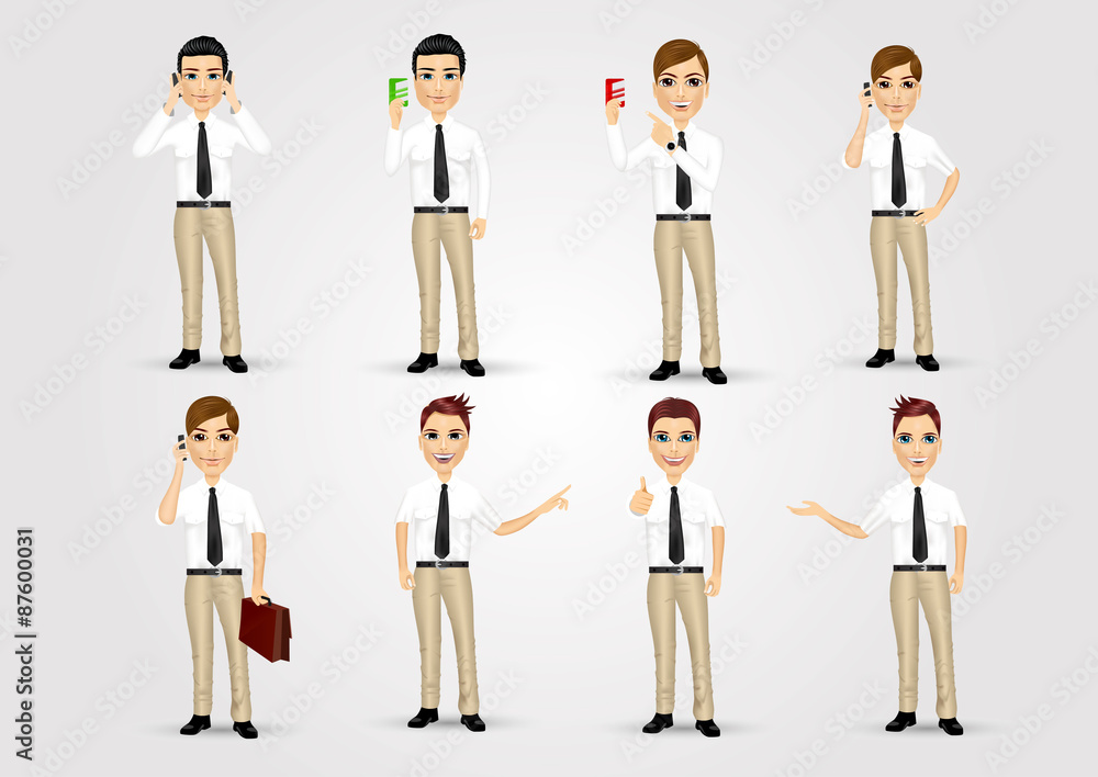 set of businessmen in poses set of businessmen in poses