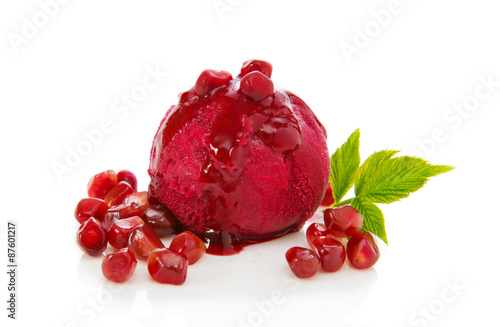 Ice cream with pomegranate. photo