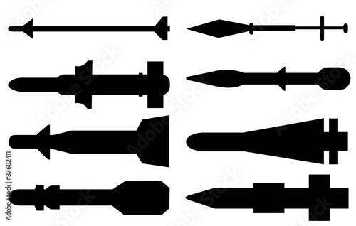 Rocket Missiles Set Silhouette