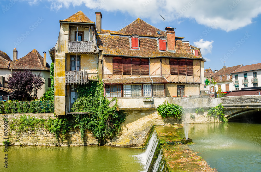 Fototapeta premium Old traditional building in Salies de Bearn, France.