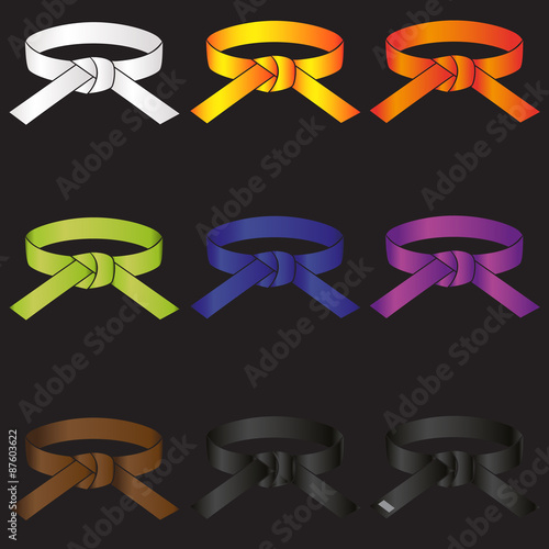 karate do martial arts color belts icons set eps10