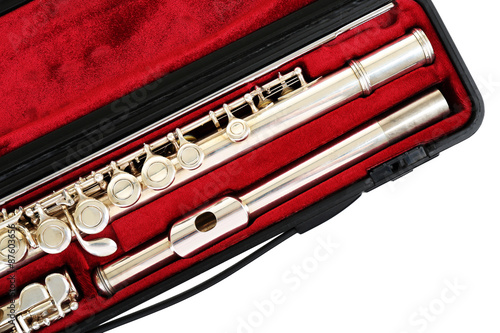 Flute in case close up