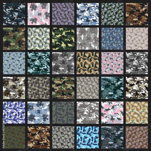 Set of Camouflage seamless pattern.Can be used for background design, military textile. photo