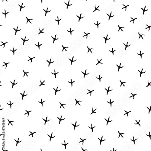 Bird's trace seamless vector pattern