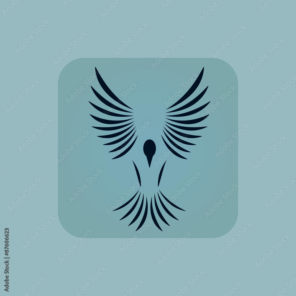 Fototapeta premium Pale blue flying bird icon