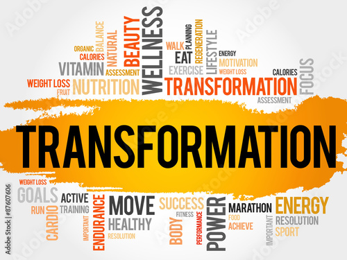 TRANSFORMATION word cloud, fitness, sport, health concept