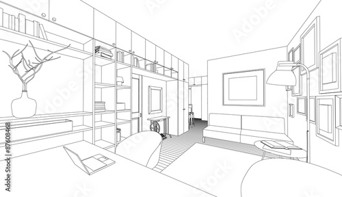 Vector drawing of the interior
