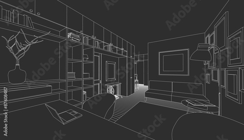 Interior on a black background