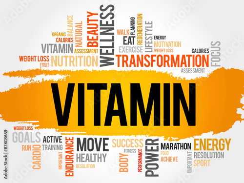 VITAMIN word cloud, fitness, sport, health concept
