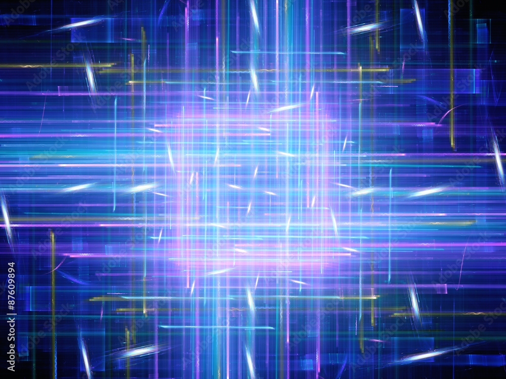 Blue glowing square with lines