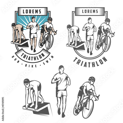 Triathlon emblems and design elements