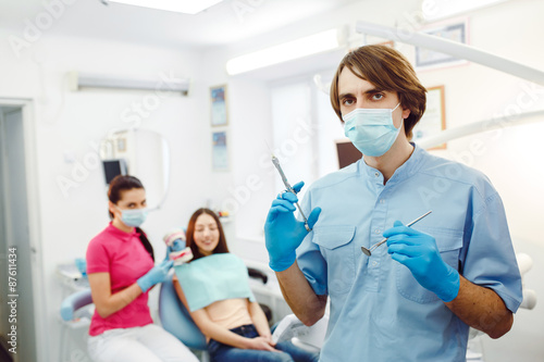 Dental anesthesia on a background of the patient