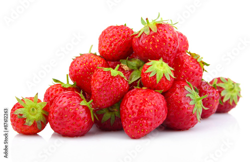 Ripe strawberries isolated on white