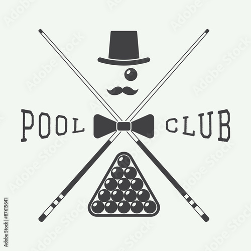 Vintage billiard label, emblem and logo
