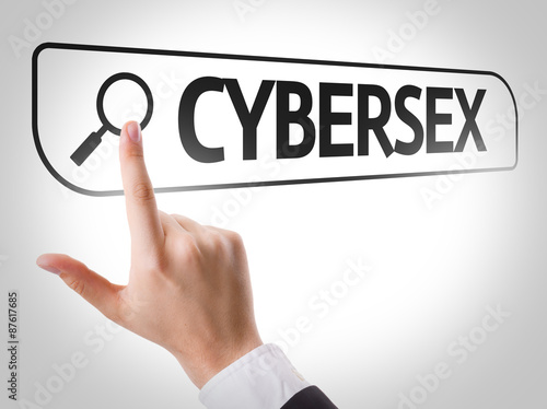 Εκτύπωση καμβά Cybersex written in search bar on virtual screen