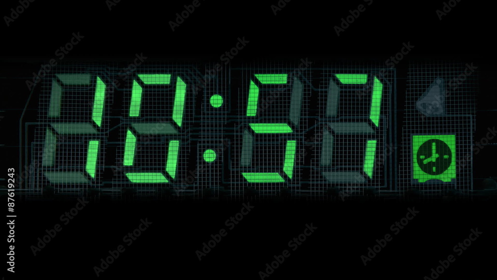 Countdown clock green led and structure of the digital display Countdown clock green led and structure of the digital display