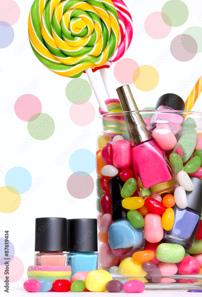 Candies and polish nail Candies and polish nail