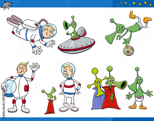 alien cartoon characters set