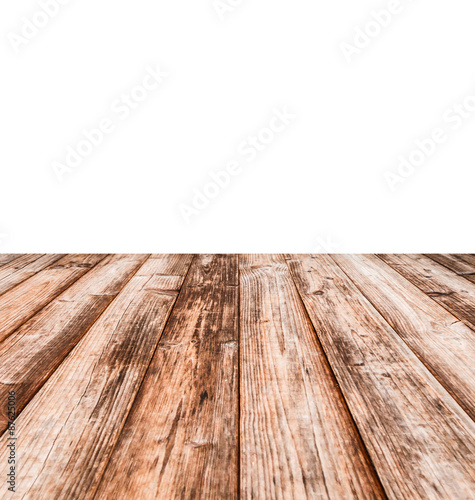 coconut wooden table under white background