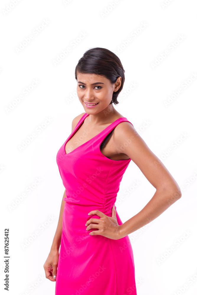 smiling, happy asian woman in bright summer or spring attire smiling, happy asian woman in bright summer or spring attire