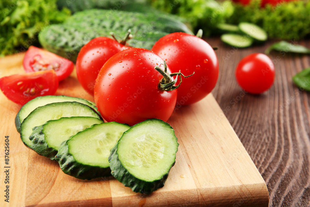 Fresh vegetables on wooden table, closeup Fresh vegetables on wooden table, closeup