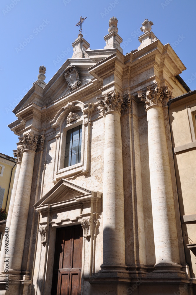 Facade of church in Siena Italy