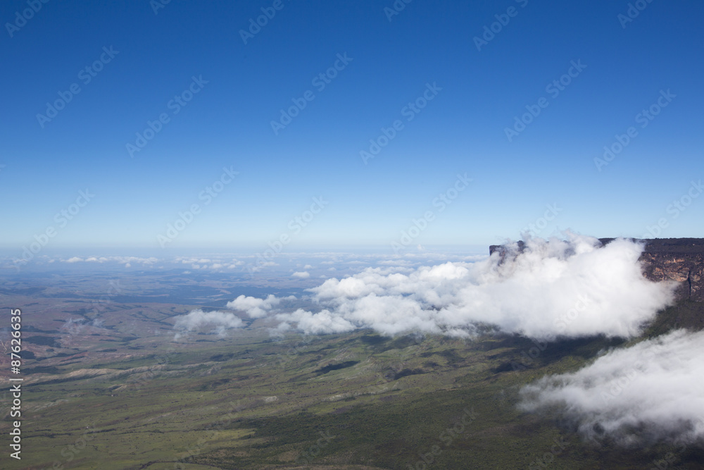 View from Roraima Tepui - Table Mountain - Triple border, Venezu View from Roraima Tepui - Table Mountain - Triple border, Venezu