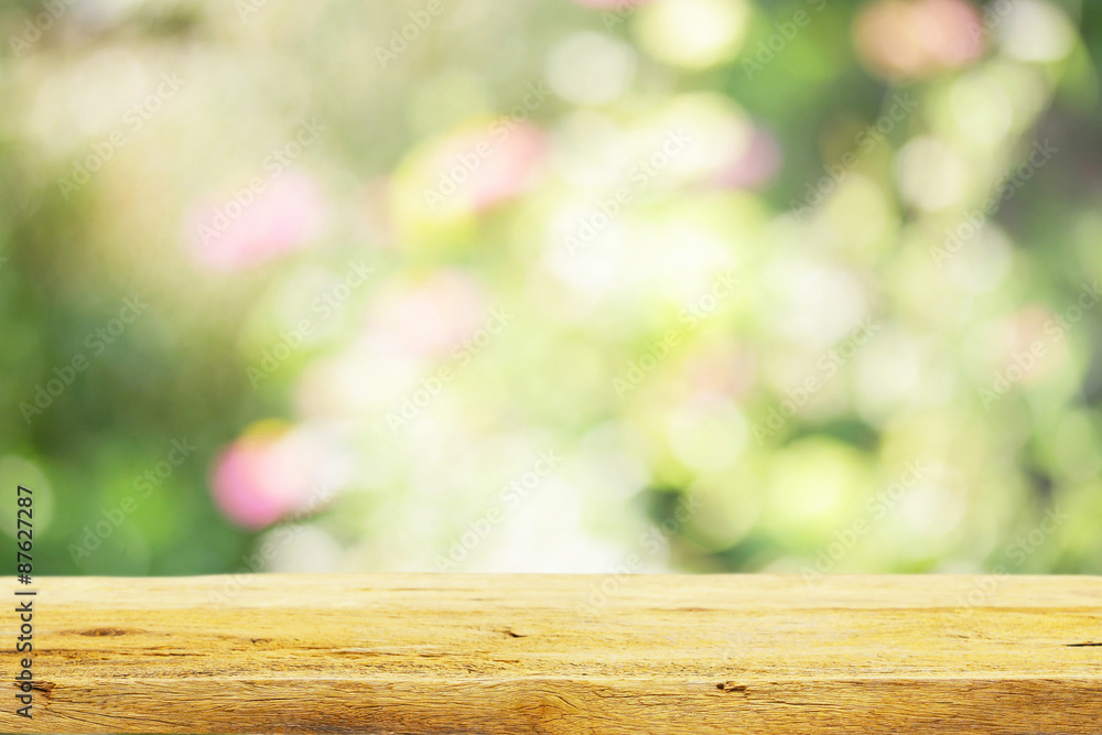 Fototapeta premium Outdoor Wooden table view
