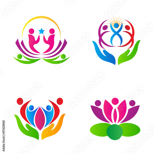 Decorative people lotus design isolated in white background.