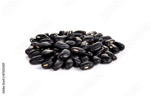 Dry black bean on white background