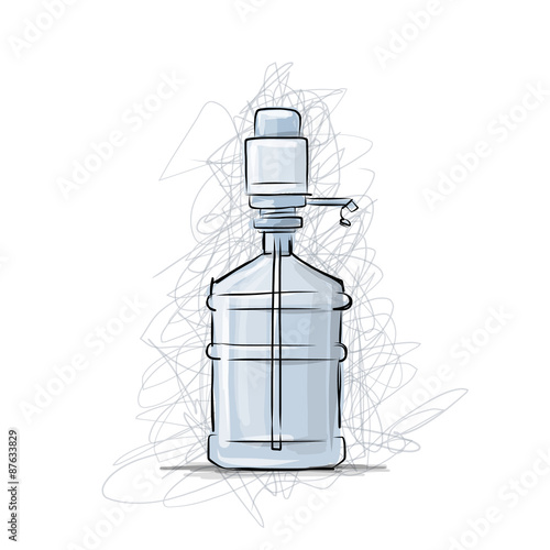 Bottle with distilled water, sketch for your design