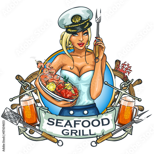 Seafood Grill label design