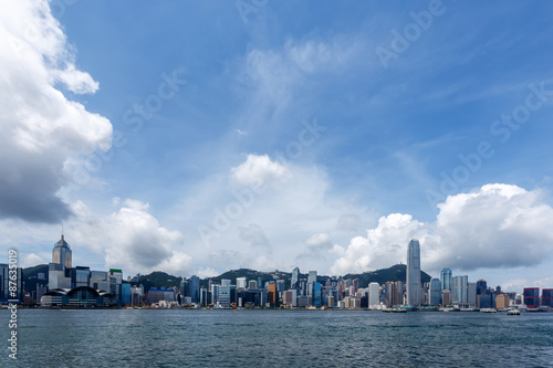 Photography panoramic cityscape and skyline of hongkong harbor
