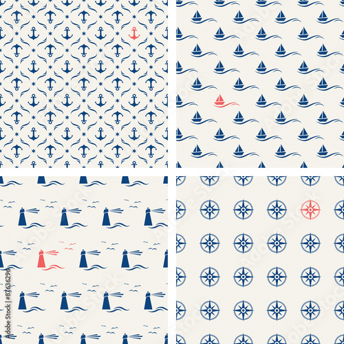 set of maritime seamless patterns