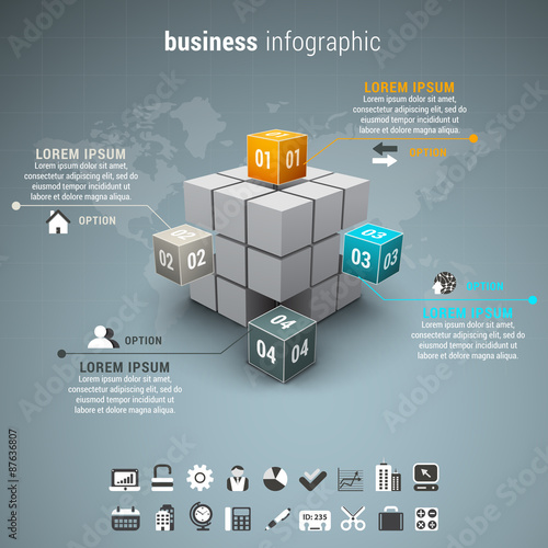 Business infographic made of cubes.