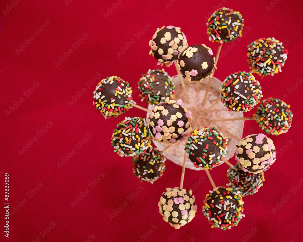 Many variety of cakepops sweets top view Many variety of cakepops sweets top view