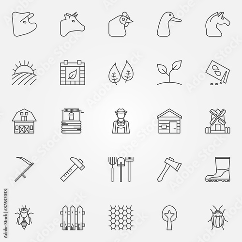 Farm icons set