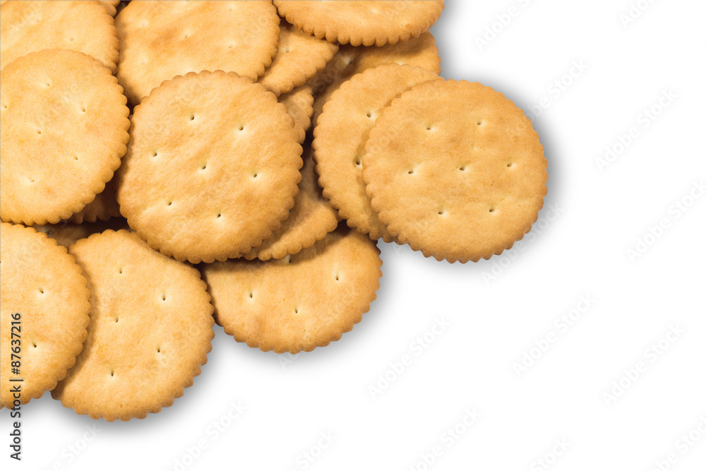 Cracker cookies isolated on white background,clipping path