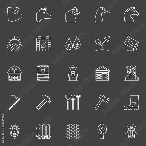 Farm thin line icons